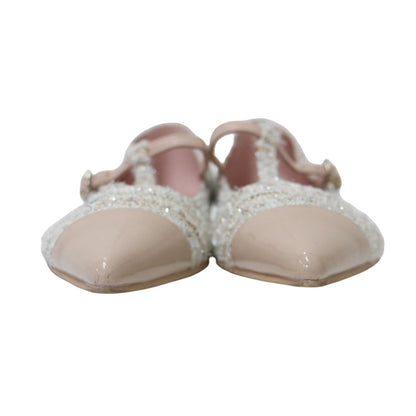 ツイード エナメルレザー ポインテッドトゥ フラット パンプス / Tストラップ バレエシューズ