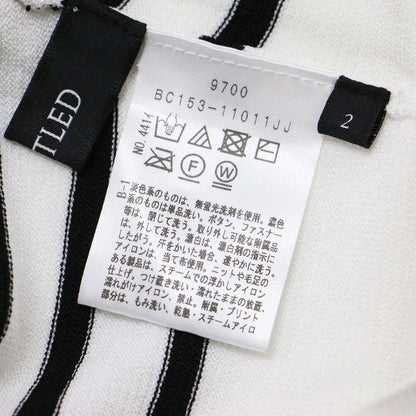 23春夏 2WAY ボーダー フレンチスリーブ プルオーバー ニット / 半袖 Vネック ボートネック ストレッチ
