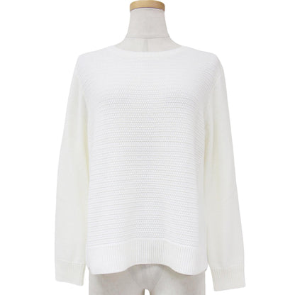 コットン クルーネック ロングスリーブ プルオーバー ニット / 長袖 ハイゲージ 畦編み