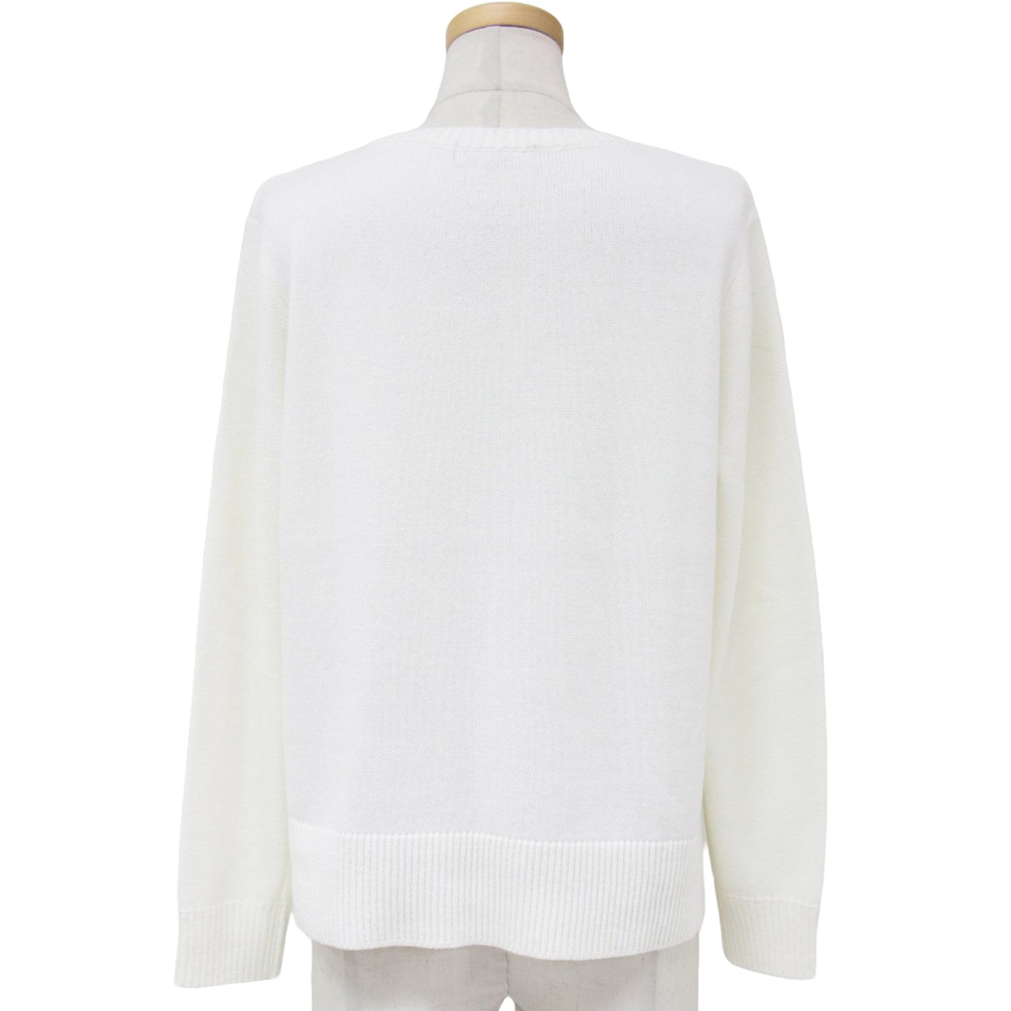 コットン クルーネック ロングスリーブ プルオーバー ニット / 長袖 ハイゲージ 畦編み