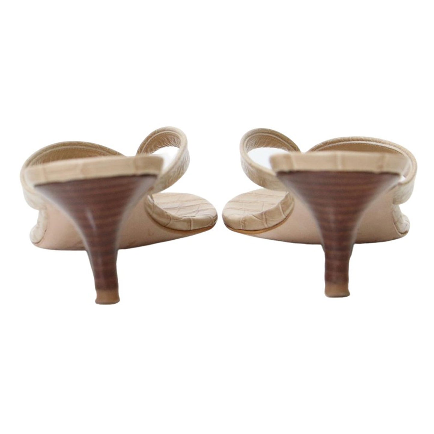 型押し カウレザー トング ミドルヒール サンダル / 本革