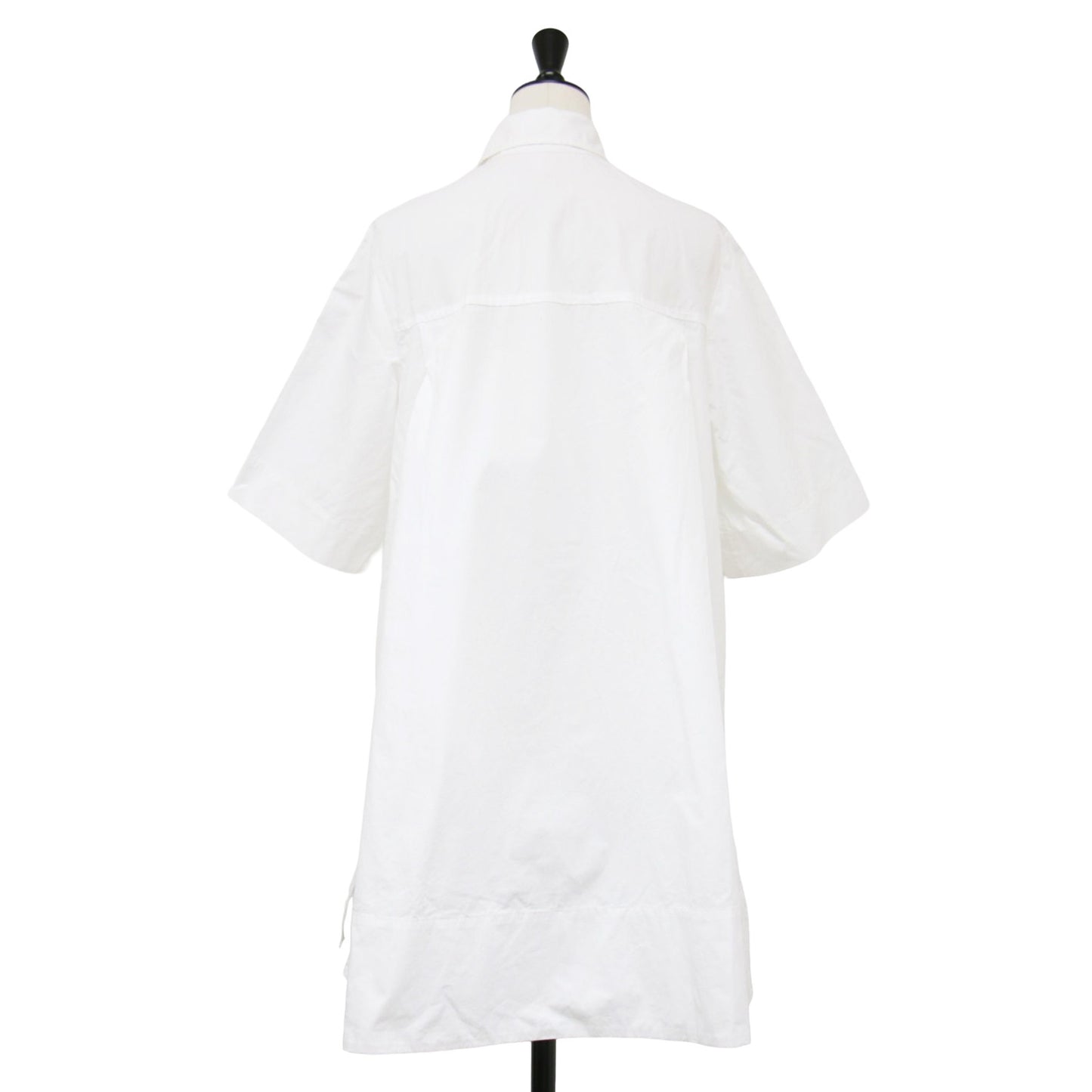 オーガニックコットン フラワー ジャガード レース チュニック シャツワンピース / 半袖 五分袖 ひざ丈 オーバーサイズ 花柄