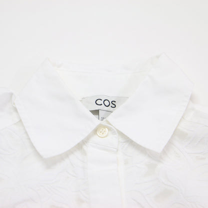 オーガニックコットン フラワー ジャガード レース チュニック シャツワンピース / 半袖 五分袖 ひざ丈 オーバーサイズ 花柄