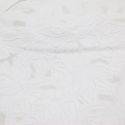 オーガニックコットン フラワー ジャガード レース チュニック シャツワンピース / 半袖 五分袖 ひざ丈 オーバーサイズ 花柄