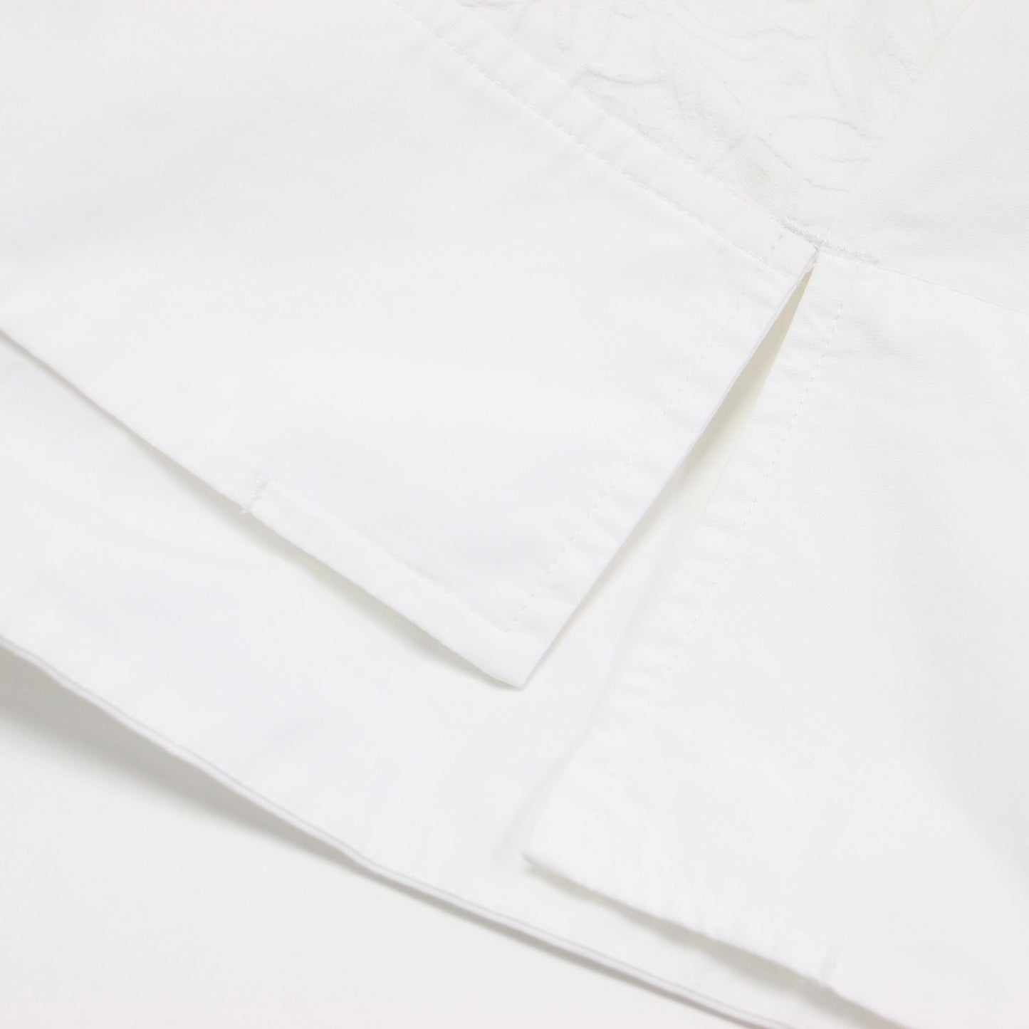 オーガニックコットン フラワー ジャガード レース チュニック シャツワンピース / 半袖 五分袖 ひざ丈 オーバーサイズ 花柄