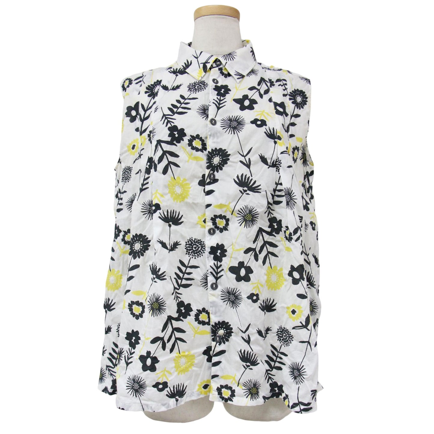 24春夏 nobana フラワー ノースリーブ シャツ / 花柄 シワ加工 コットン ブラウス