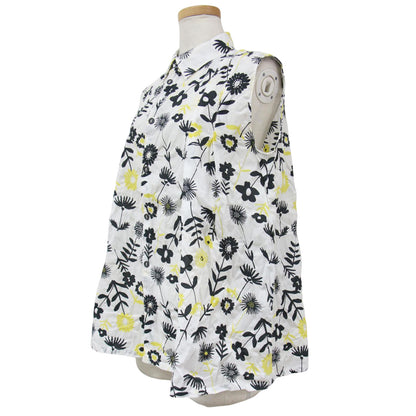 24春夏 nobana フラワー ノースリーブ シャツ / 花柄 シワ加工 コットン ブラウス