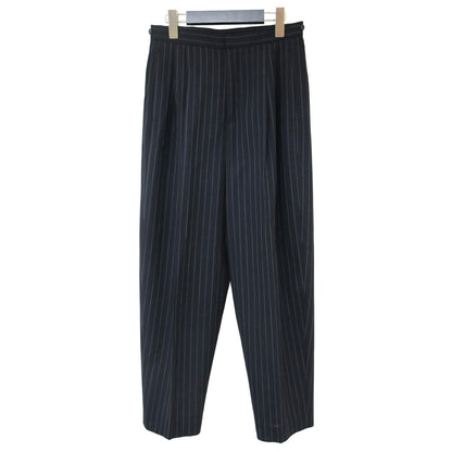 23秋冬 ピンストライプ クロップド パンツ / カービーシルエット ダブルタック ウール混
