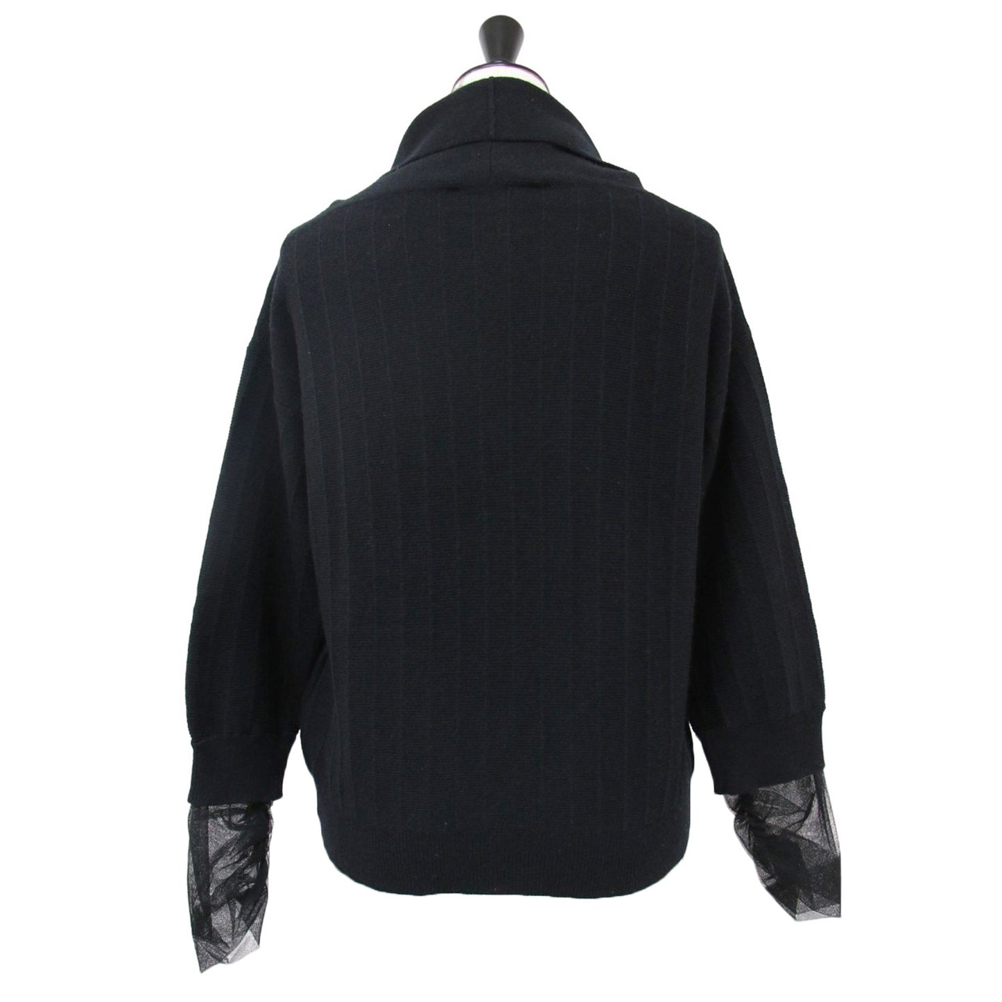 袖チュール ウール シルク カシミヤ ニット / ボトルネック ショート丈 プルオーバー 長袖 241101