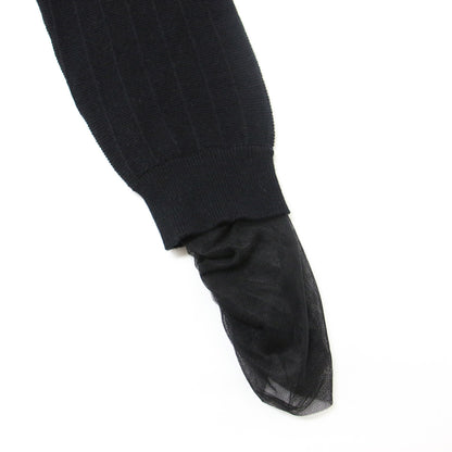 袖チュール ウール シルク カシミヤ ニット / ボトルネック ショート丈 プルオーバー 長袖 241101