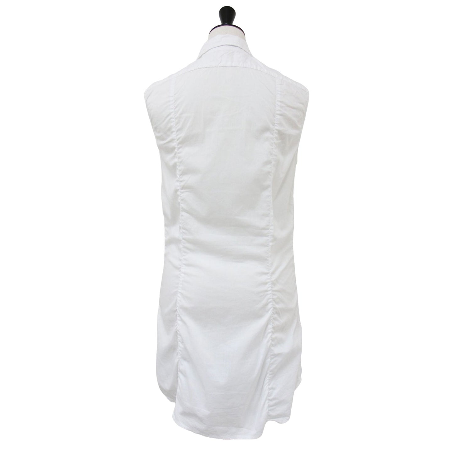 コットン ノースリーブ チュニック ブラウス / シャツ フラップポケット ロング丈 イタリア製 241030