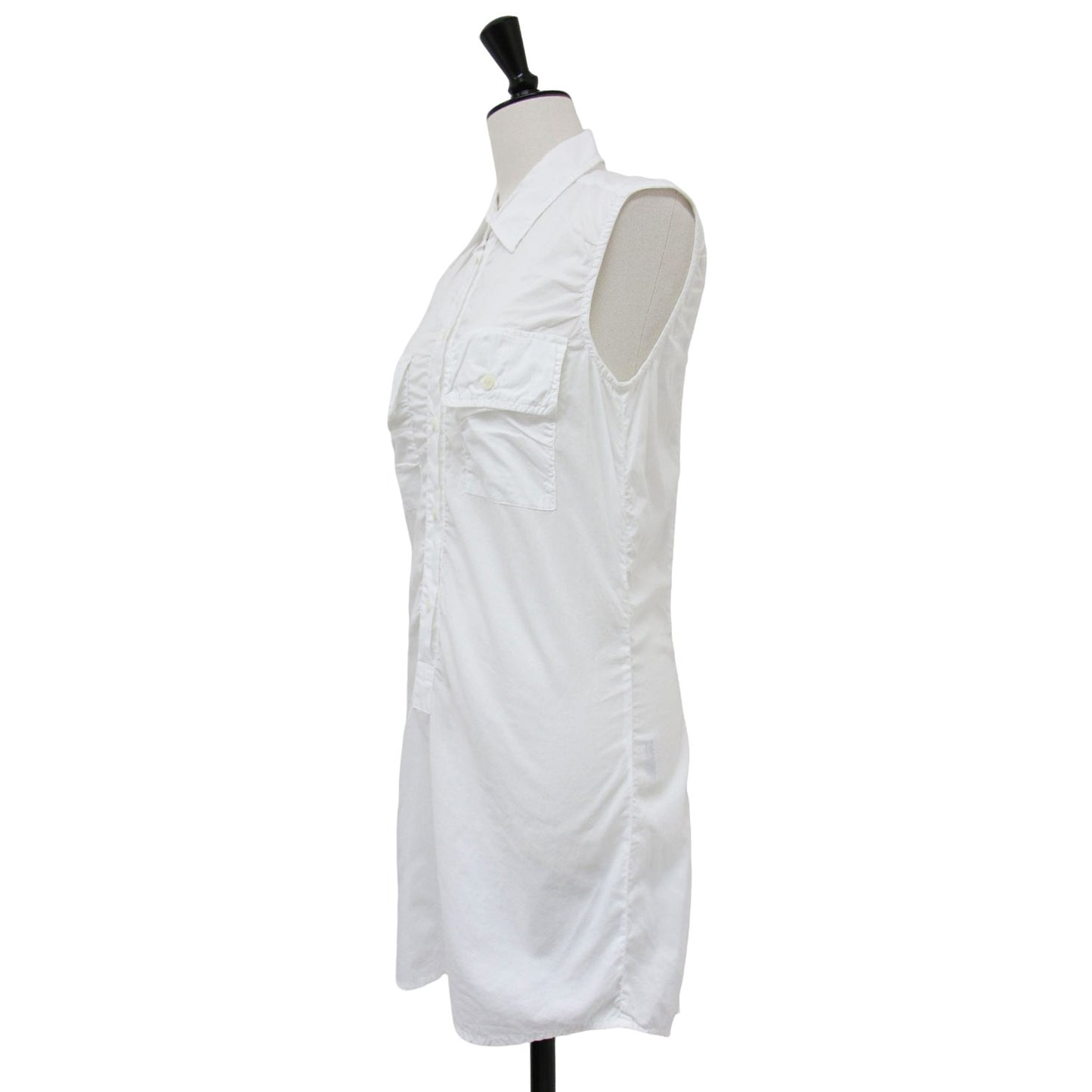 コットン ノースリーブ チュニック ブラウス / シャツ フラップポケット ロング丈 イタリア製 241030