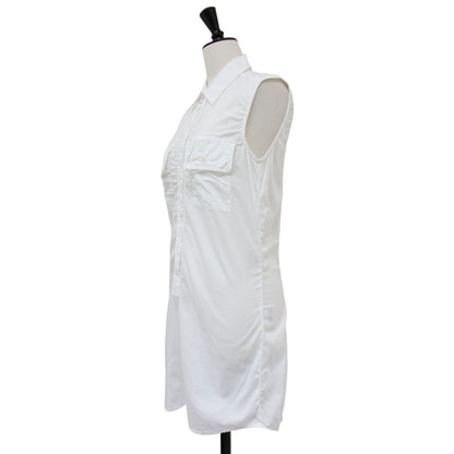 コットン ノースリーブ チュニック ブラウス / シャツ フラップポケット ロング丈 イタリア製 241030