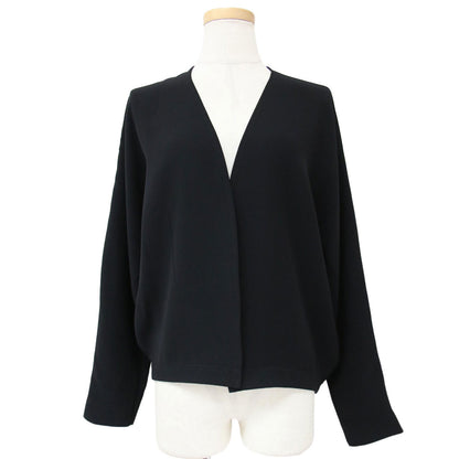 23秋冬 ESSENSE ノーカラー Vネック ボタンレス ドルマンスリーブ ショート丈 カーディガン