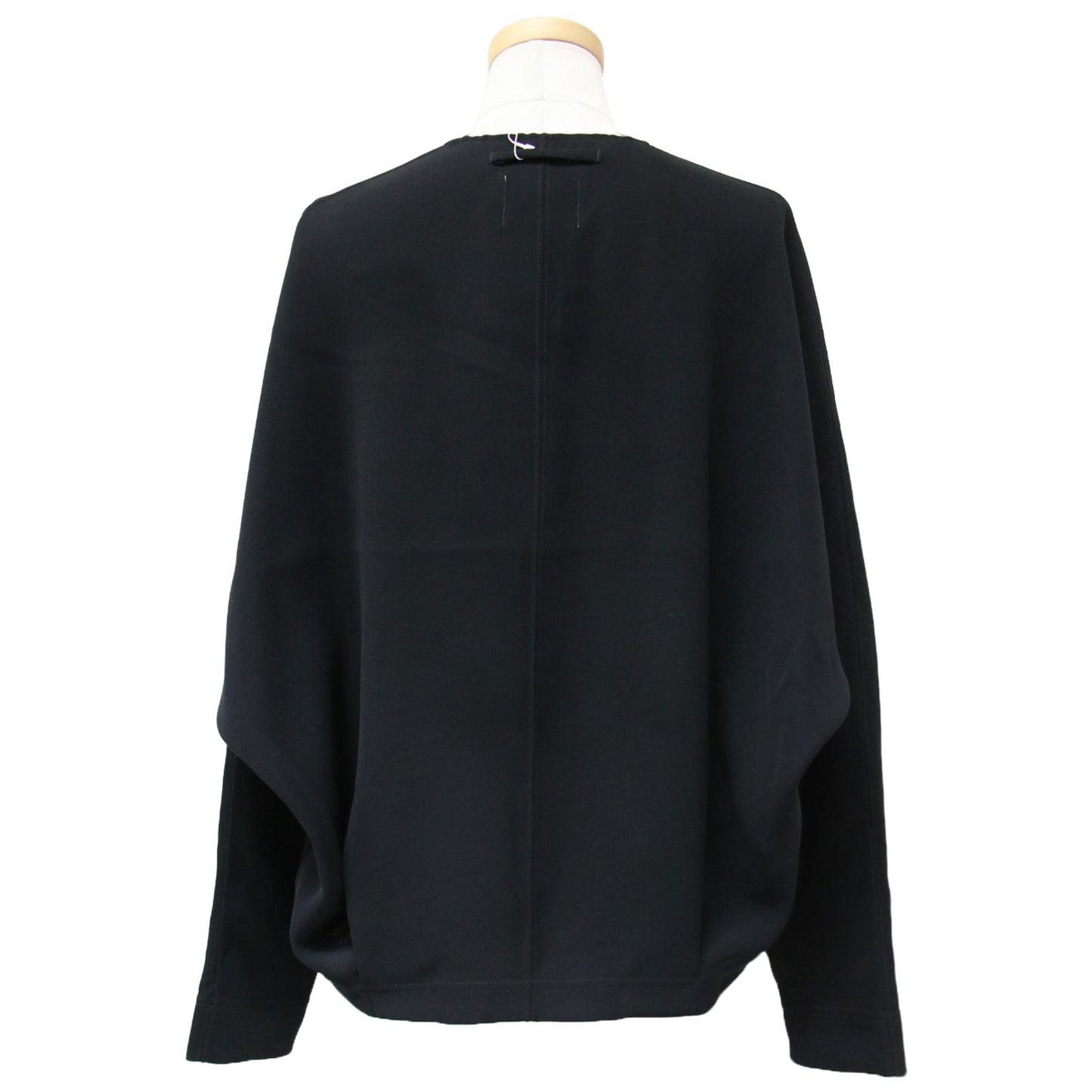 23秋冬 ESSENSE ノーカラー Vネック ボタンレス ドルマンスリーブ ショート丈 カーディガン