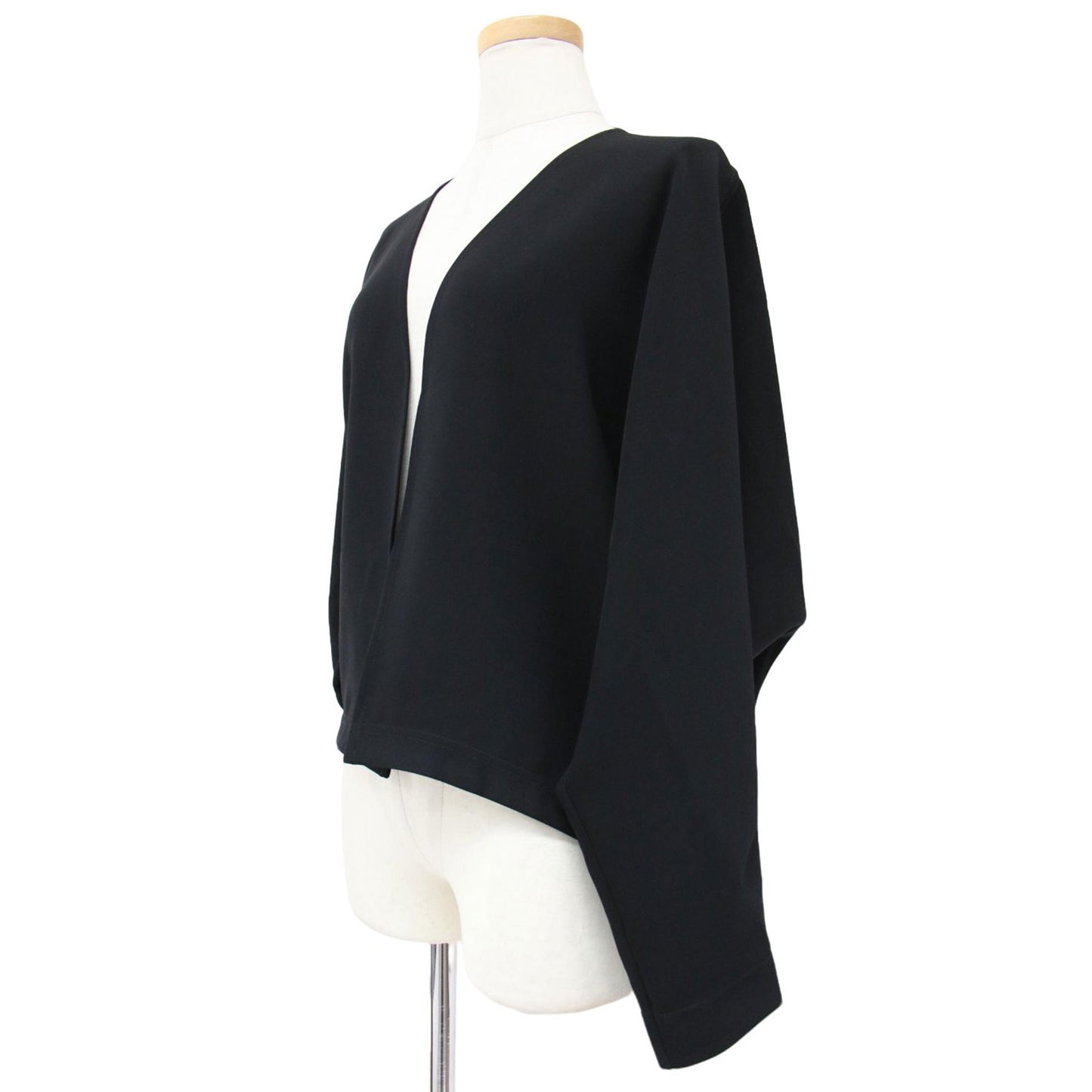 23秋冬 ESSENSE ノーカラー Vネック ボタンレス ドルマンスリーブ ショート丈 カーディガン