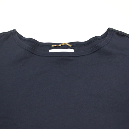 裾切り替え パール 刺繍 Tシャツ / カットソー 半袖 ショートスリーブ クルーネック フリル コットン