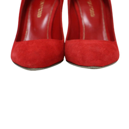 スウェード レザー ピンヒール パンプス / アーモンドトゥ ハイヒール イタリア製