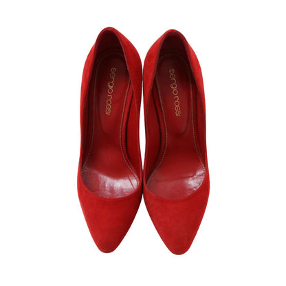 スウェード レザー ピンヒール パンプス / アーモンドトゥ ハイヒール イタリア製