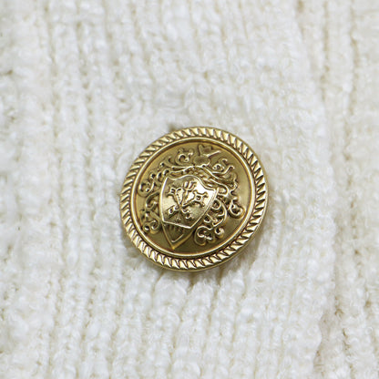 ミックス ツイード ジレ / ベスト 金ボタン コットン