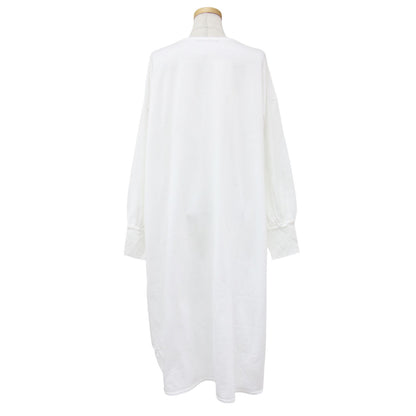 コットン ボートネック チュニック カットソー / プルオーバー ミディワンピース ひざ丈 長袖 オーバーサイズ ヘムライン