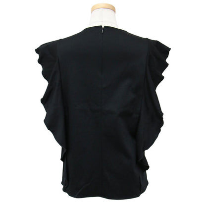 23春夏 コットン クルーネック ラッフルスリーブ カットソー / プルオーバー フリル ノースリーブ