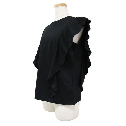 23春夏 コットン クルーネック ラッフルスリーブ カットソー / プルオーバー フリル ノースリーブ