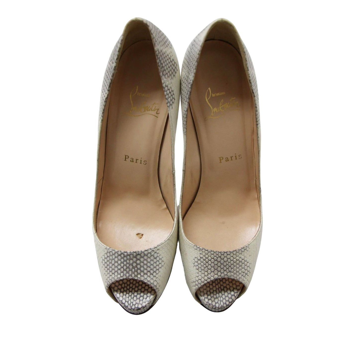 パイソン オープントゥ レザー パンプス / ヘビ柄 ピンヒール ハイヒール イタリア製