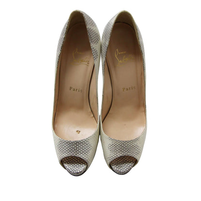 パイソン オープントゥ レザー パンプス / ヘビ柄 ピンヒール ハイヒール イタリア製