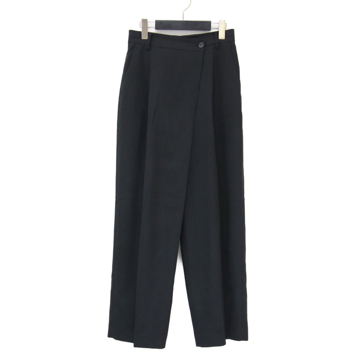 24春夏 ポプリン ラップ ワイド パンツ / スラックス トラウザーズ センタープレス