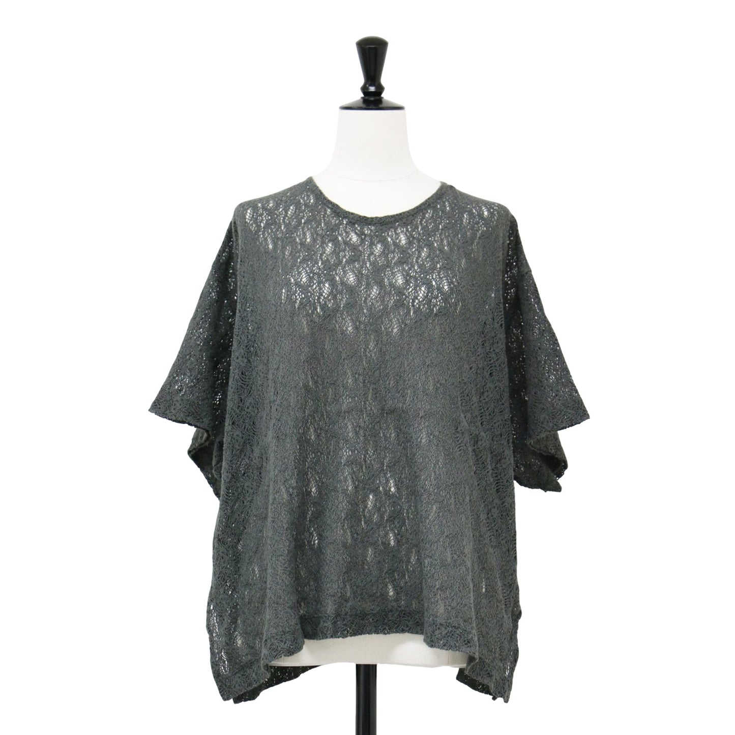 ラッセルレース ショートスリーブ トップス / ブラウス プルオーバー 半袖 5分袖 ワイド ショート丈 コットン