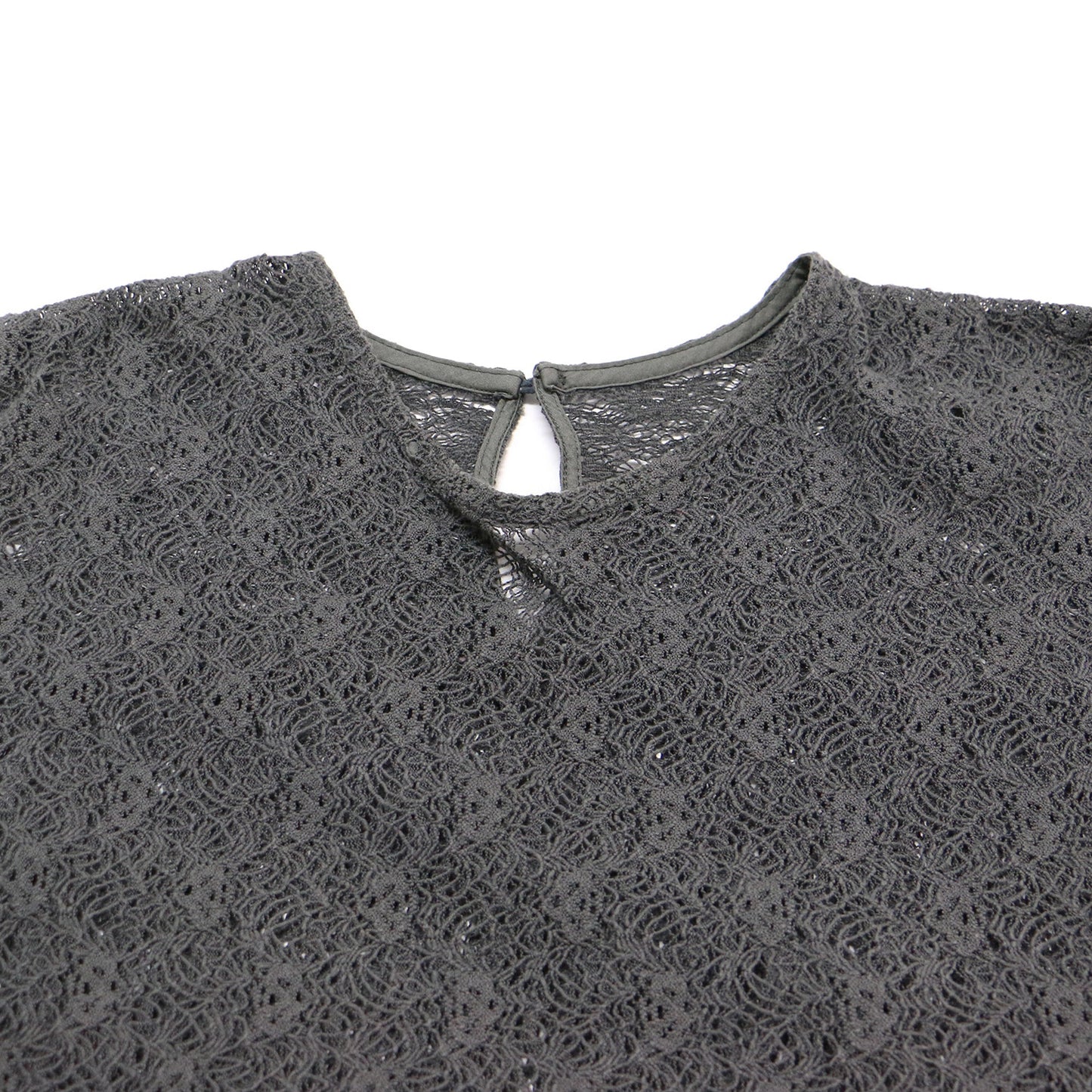 ラッセルレース ショートスリーブ トップス / ブラウス プルオーバー 半袖 5分袖 ワイド ショート丈 コットン