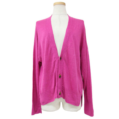 23春夏 リネン Vネック ニット カーディガン / ハイゲージ ヘムライン 長袖