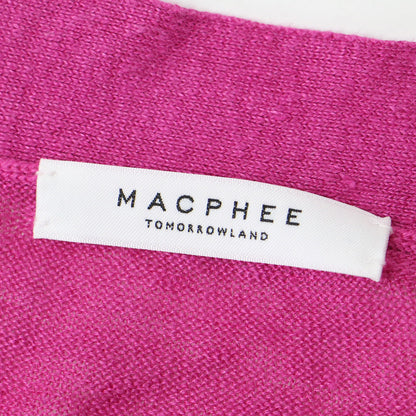 23春夏 リネン Vネック ニット カーディガン / ハイゲージ ヘムライン 長袖