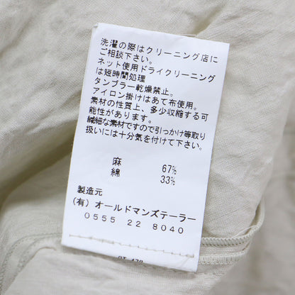 リネン コットン ノースリーブ タック フレア ワンピース / ロング丈 クルーネック プリーツ