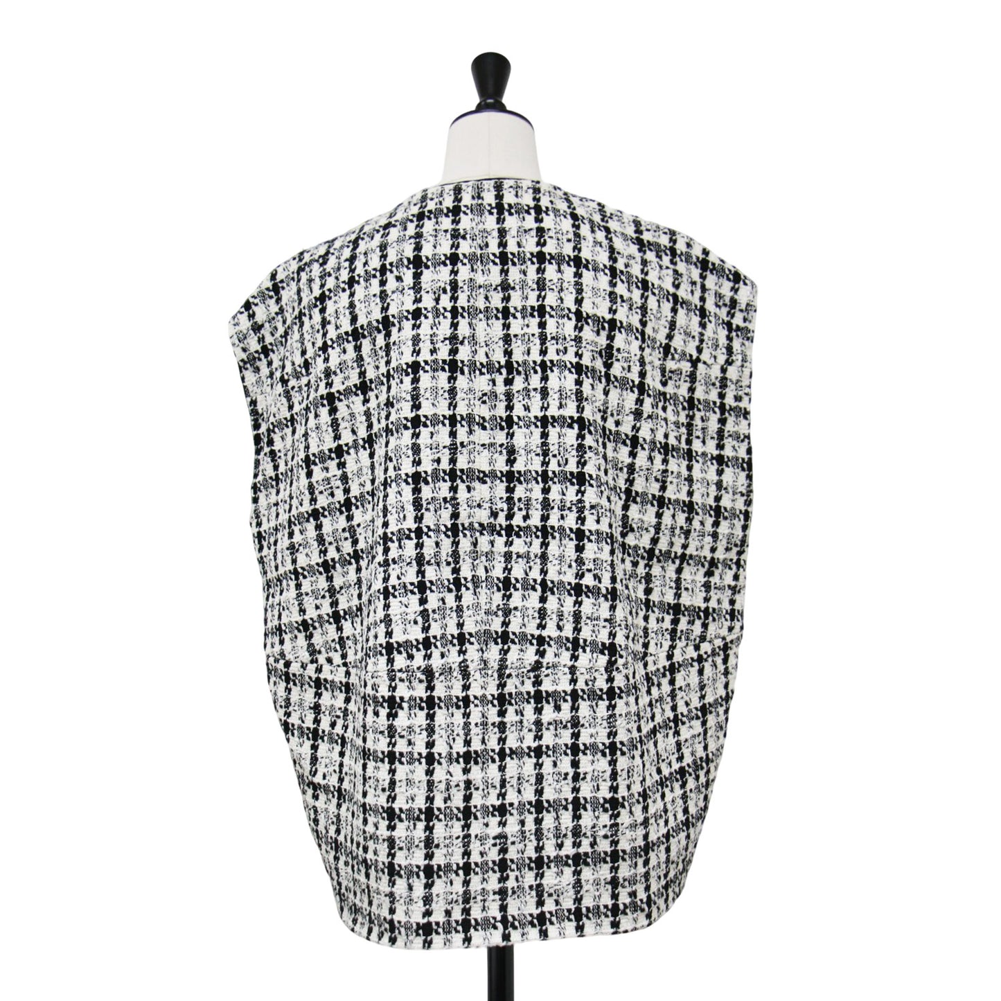 スラブシェパード コクーン ジレ / ベスト ツイード クルーネック ダブルブレスト コットン