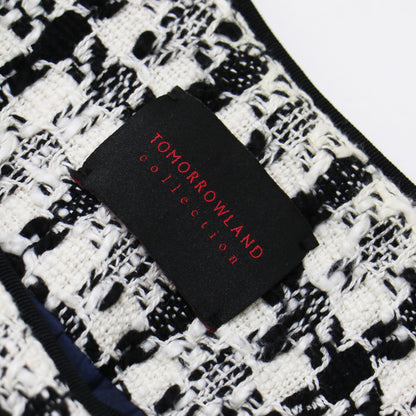 スラブシェパード コクーン ジレ / ベスト ツイード クルーネック ダブルブレスト コットン