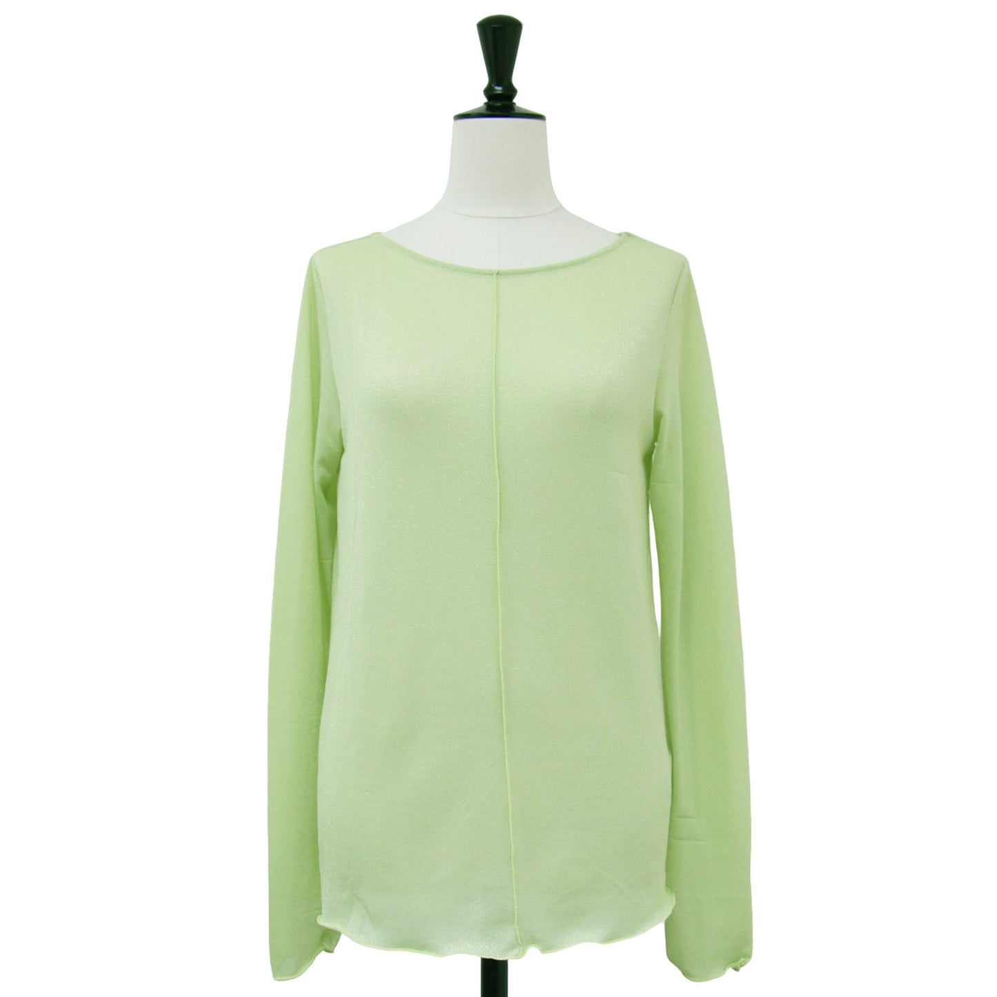 24秋冬 ラメ シアー カット トップス / 長袖 ボートネック カットソー Tシャツ 241115