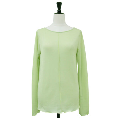 24秋冬 ラメ シアー カット トップス / 長袖 ボートネック カットソー Tシャツ 241115