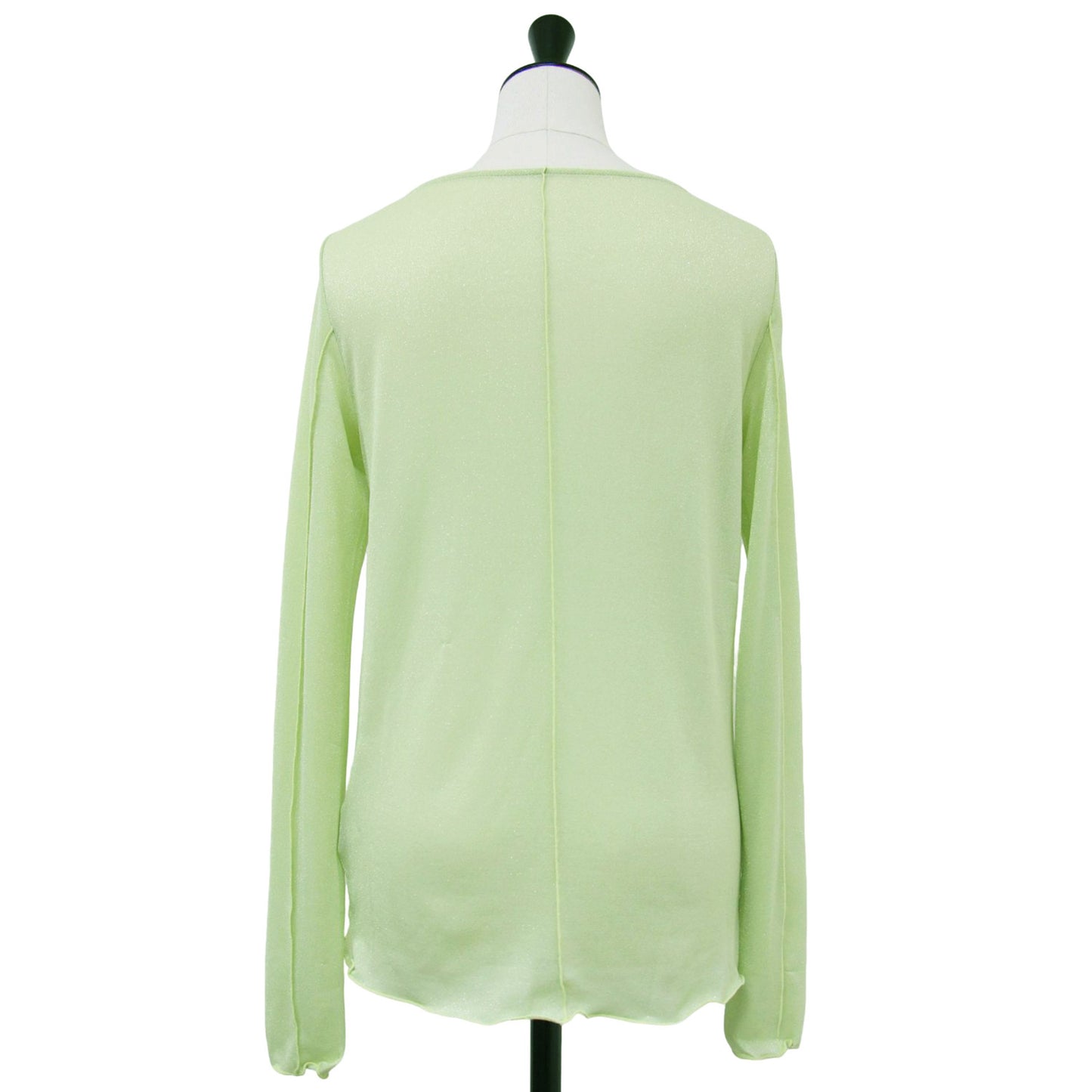 24秋冬 ラメ シアー カット トップス / 長袖 ボートネック カットソー Tシャツ 241115