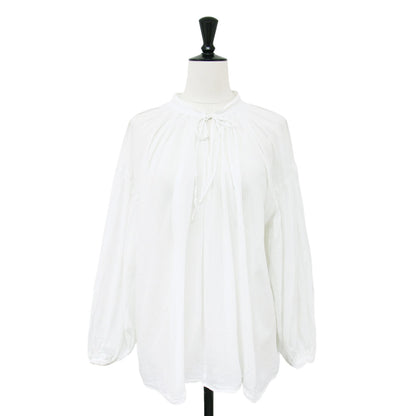 24春夏 SMOCK ギャザー プルオーバー / スモック ブラウス 長袖 楊柳 コットン