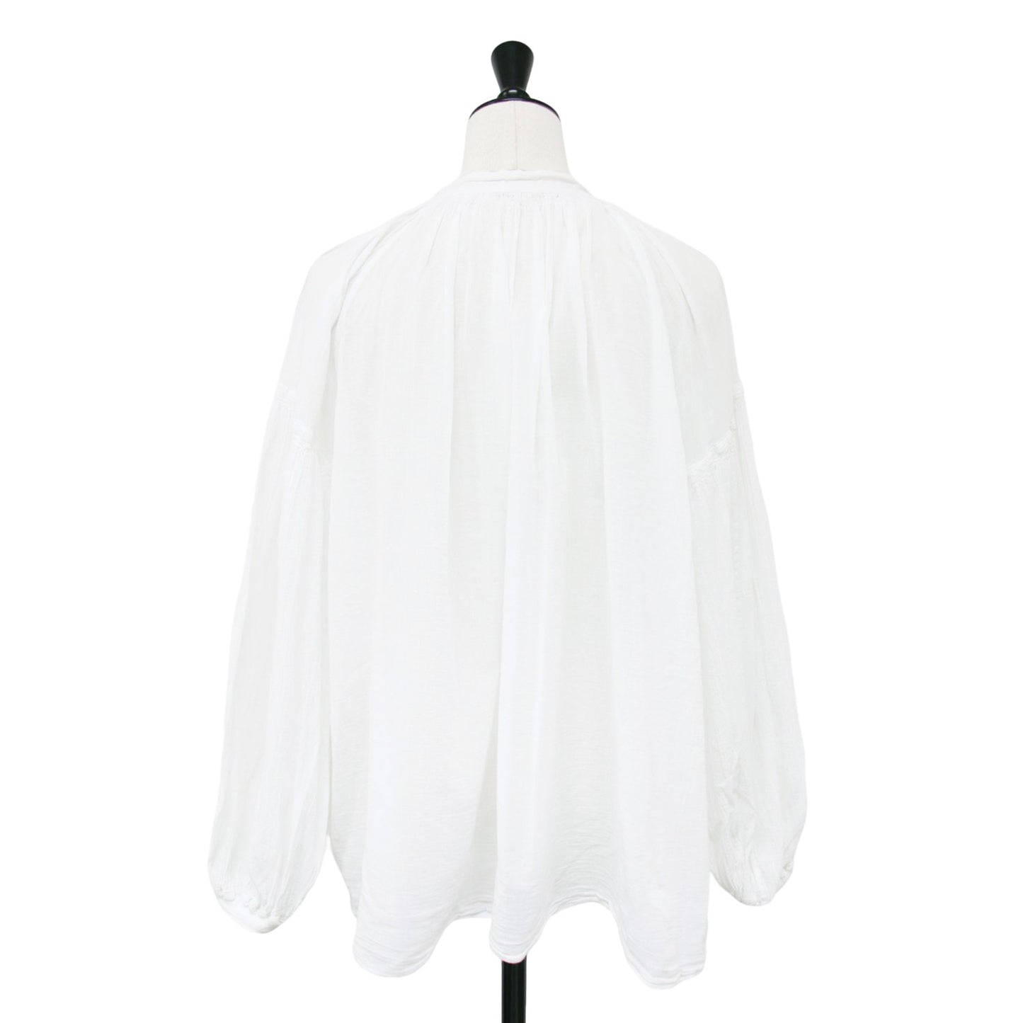 24春夏 SMOCK ギャザー プルオーバー / スモック ブラウス 長袖 楊柳 コットン