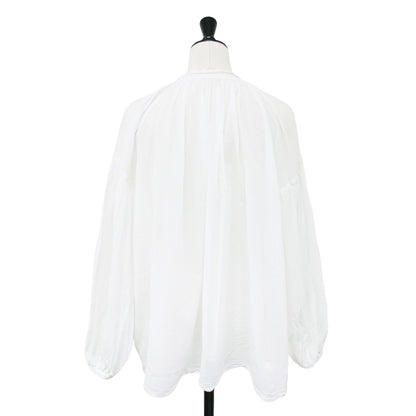 24春夏 SMOCK ギャザー プルオーバー / スモック ブラウス 長袖 楊柳 コットン