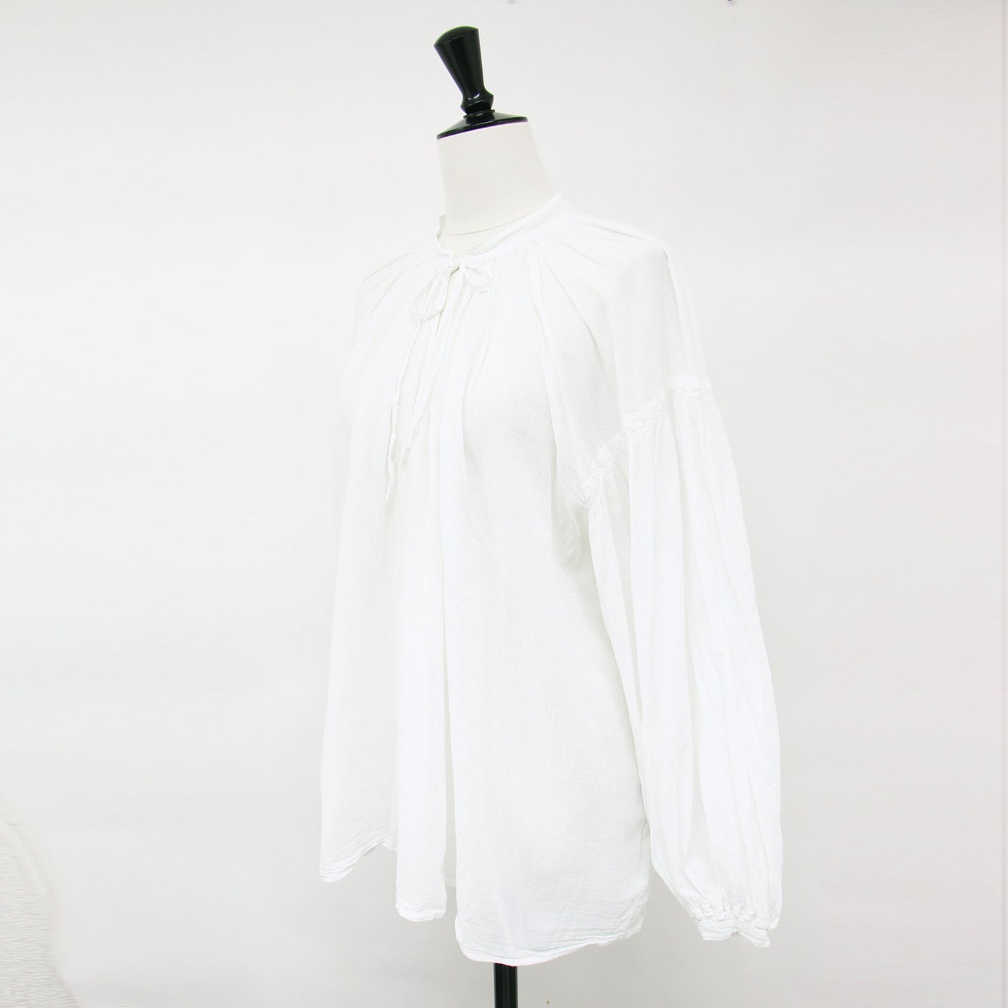 24春夏 SMOCK ギャザー プルオーバー / スモック ブラウス 長袖 楊柳 コットン