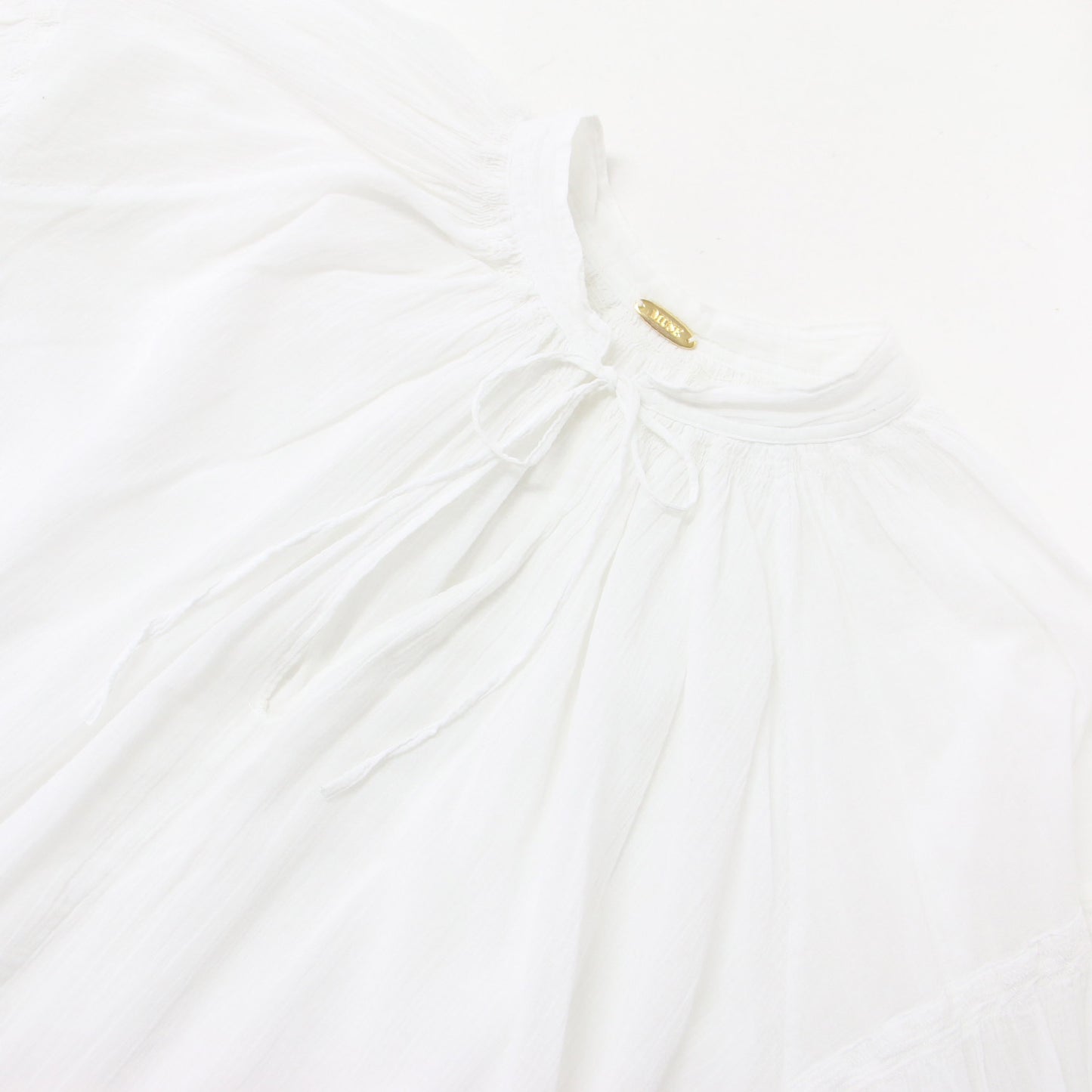 24春夏 SMOCK ギャザー プルオーバー / スモック ブラウス 長袖 楊柳 コットン