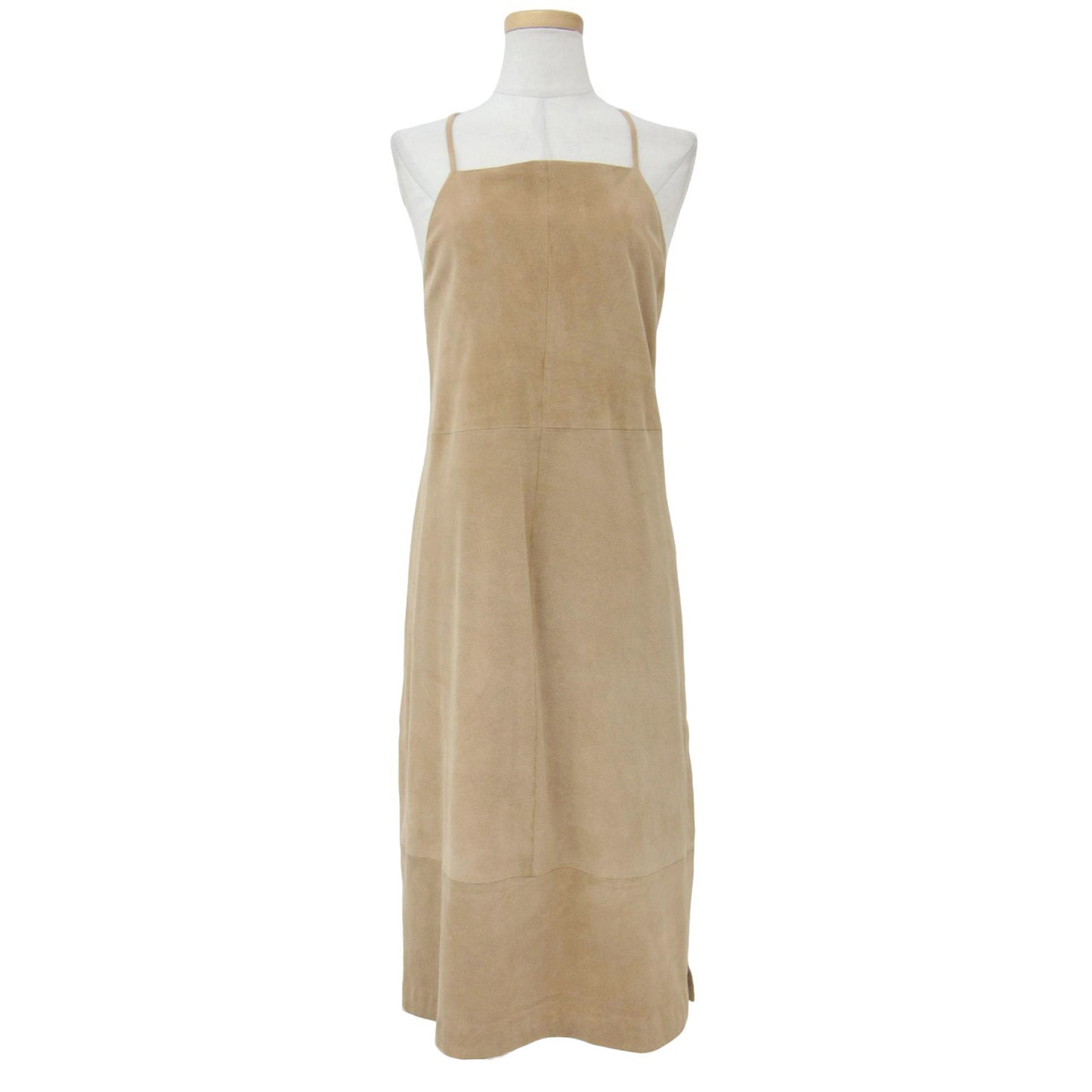 ゴートスエード エプロン ドレス / ミディ丈 スリット キャミソール ワンピース