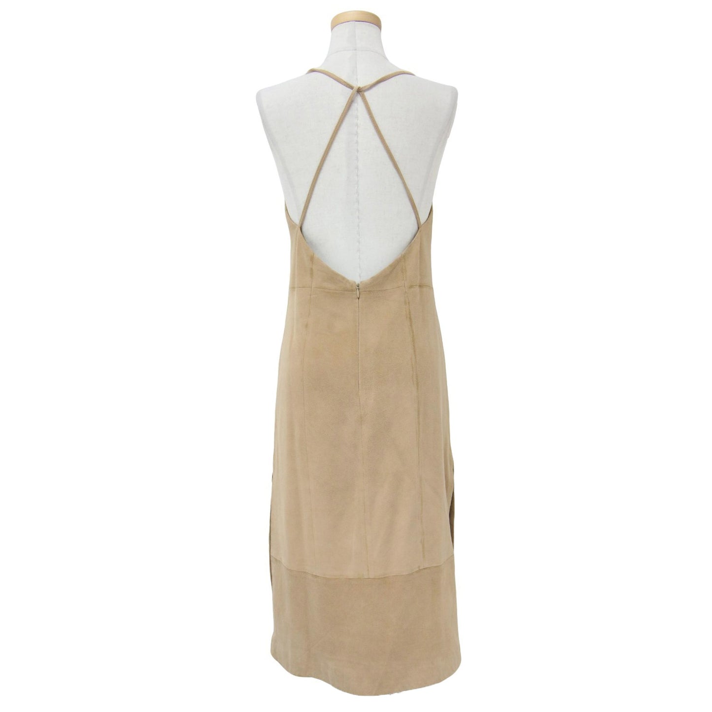 ゴートスエード エプロン ドレス / ミディ丈 スリット キャミソール ワンピース