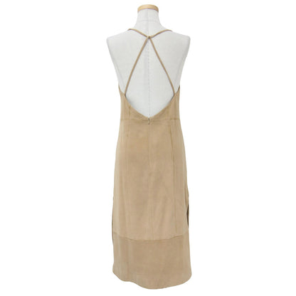 ゴートスエード エプロン ドレス / ミディ丈 スリット キャミソール ワンピース