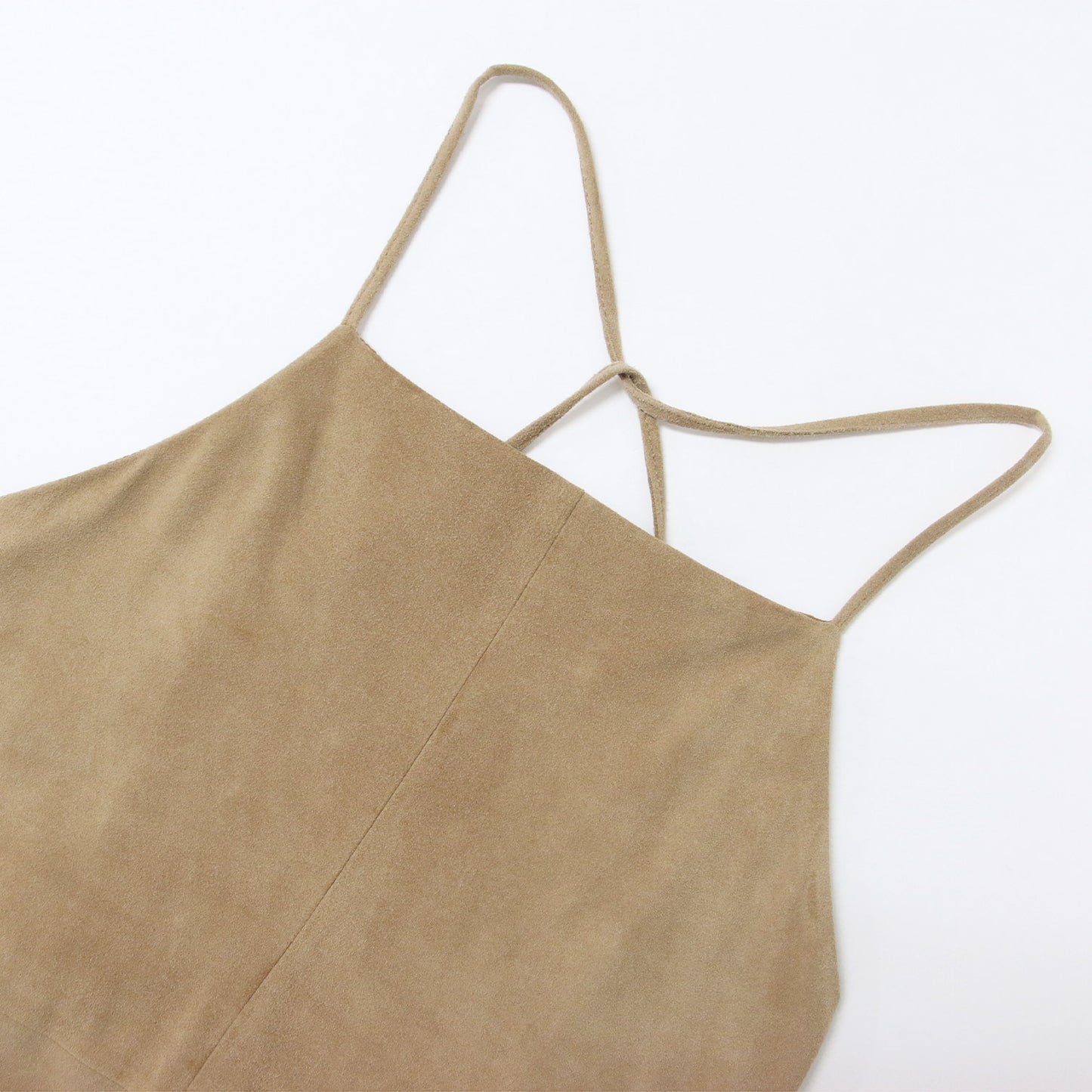 ゴートスエード エプロン ドレス / ミディ丈 スリット キャミソール ワンピース