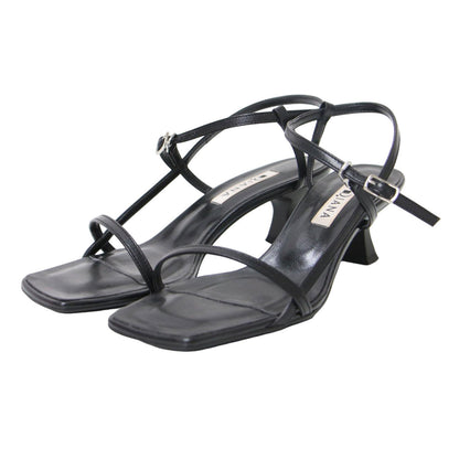 24春夏 ヌーディー ストリング サンダル / スクエアトゥ ヒール ストラップ スムース 241024